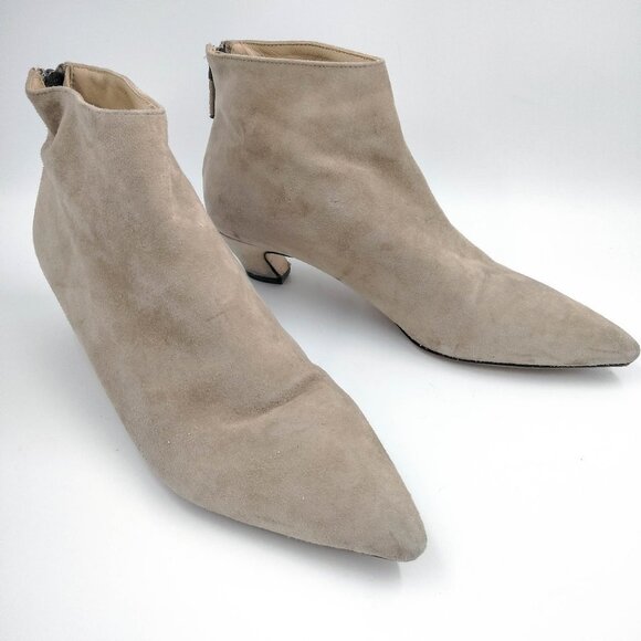 Christian Dior I-Dior Beige Suede Kitten Heel Ankle Booties 36 6 Wide - Picture 1 of 12